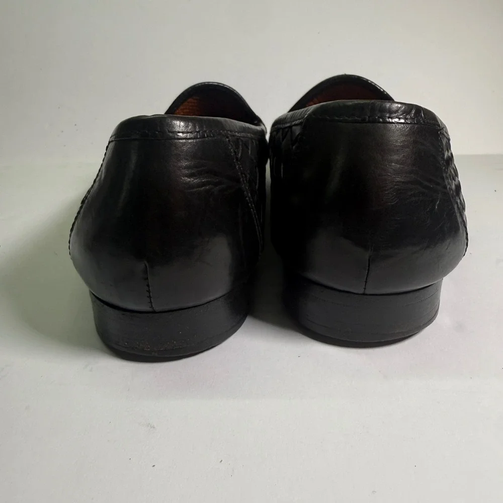 Allen Edmonds St. Lucia Loafers Mens 9.5 Black Woven Leather Penny Italy 48212